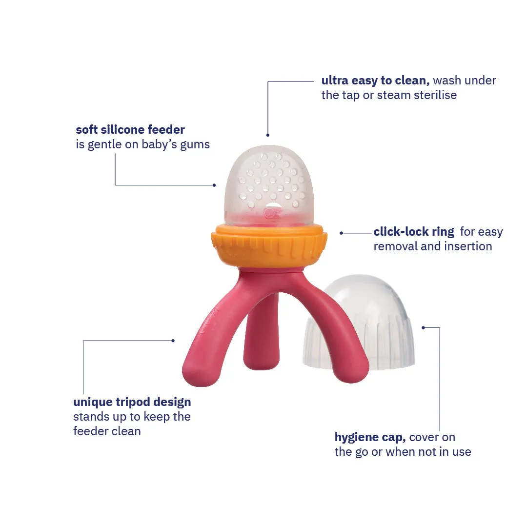 B.Box Silicone Fresh Food Feeder - Strawberry Shake Pink Orange