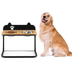 Dog Bowl Stand with 2 Stainless Steel Food Water Bowls