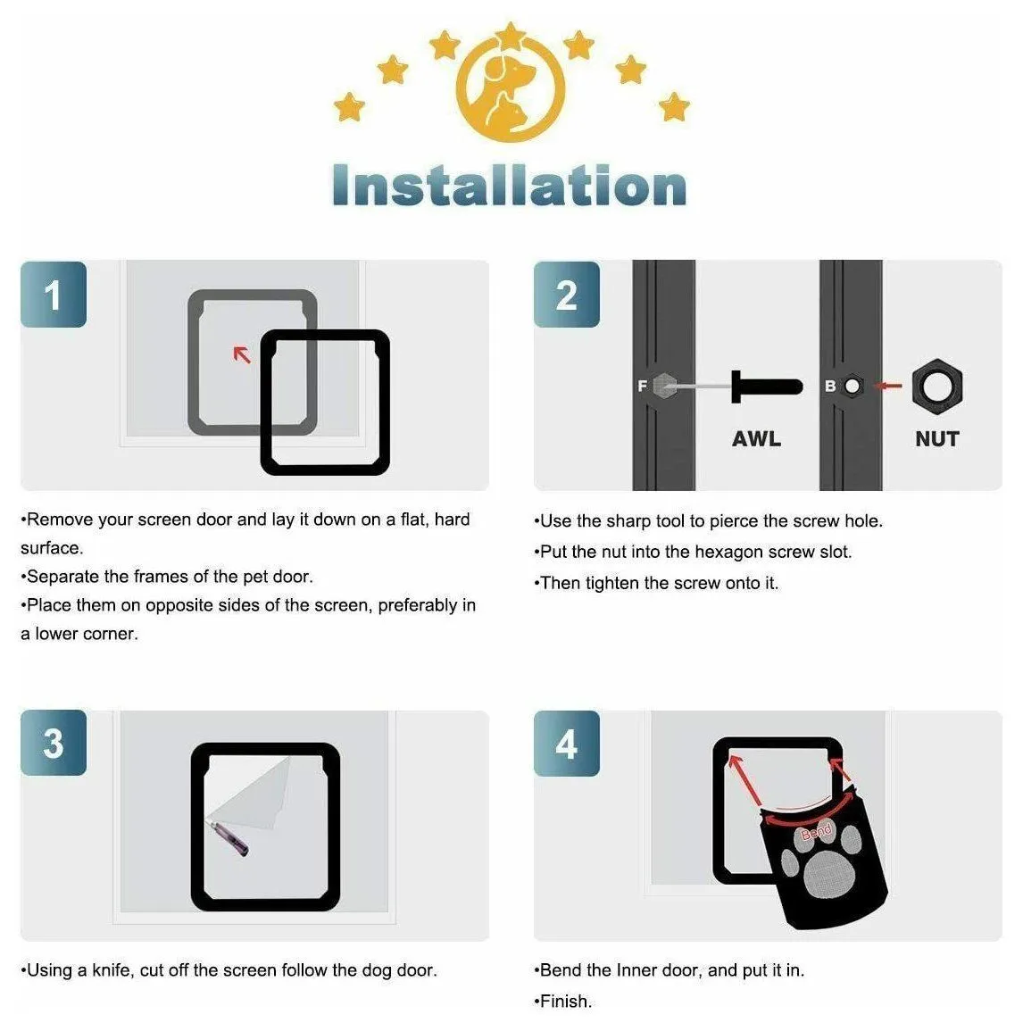 Dog or Cat Small Screen Locking Flap Door Magnetic Automatic Slide Protector