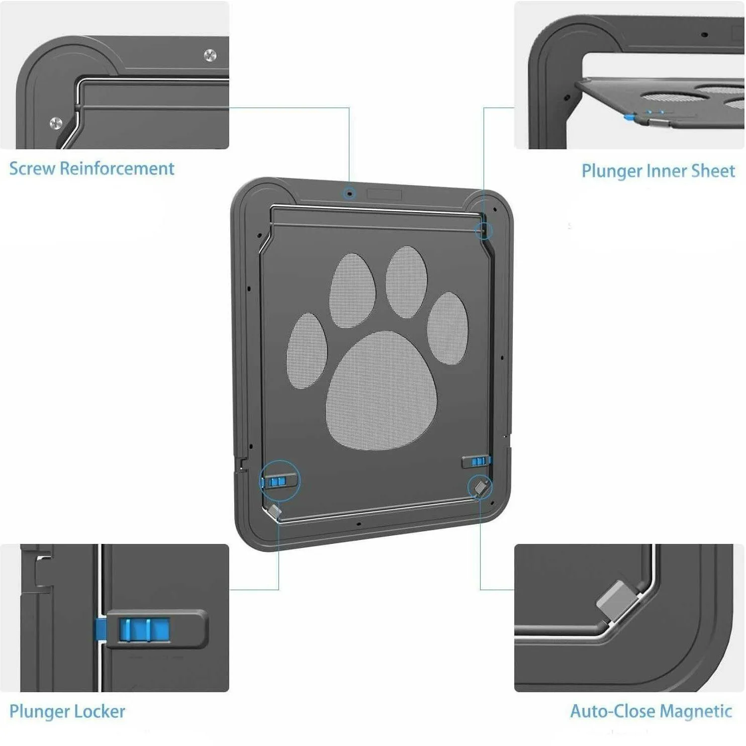 Dog or Cat Small Screen Locking Flap Door Magnetic Automatic Slide Protector