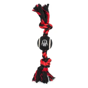 Dog Toy Tennis Ball Rope Toy - Star Wars Darth Vader Face   Black Red Rope