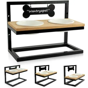 Elevated Dog Bowls Adjustable to 3 Heights for Dog Ceramic Food and Water Bowls