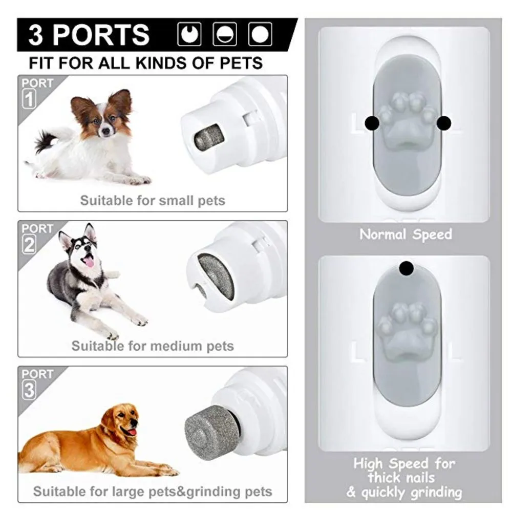 Portable Electric Dog Grooming, Trimming, Nail Grinder & Clipper Tool with USB Rechargeable Port