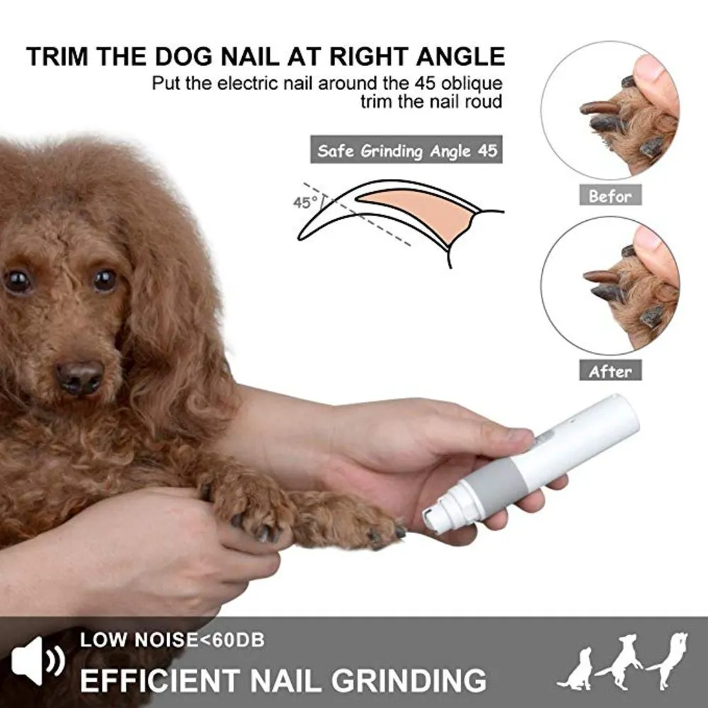 Portable Electric Dog Grooming, Trimming, Nail Grinder & Clipper Tool with USB Rechargeable Port