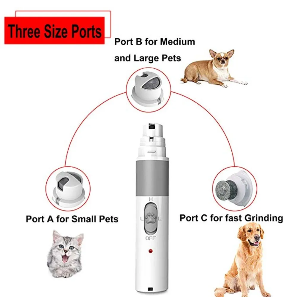 Portable Electric Dog Grooming, Trimming, Nail Grinder & Clipper Tool with USB Rechargeable Port