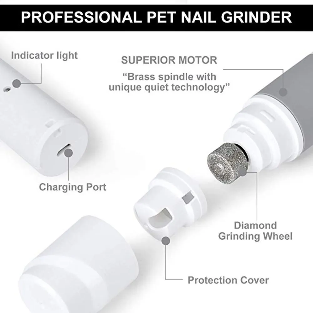 Portable Electric Dog Grooming, Trimming, Nail Grinder & Clipper Tool with USB Rechargeable Port