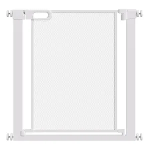 Pressure Fit Safety Gate for Doors and Stairs, Dog Gate with Auto Close, Pet Barrier for Hallways, with Double Locking Openings 75-82 cm White