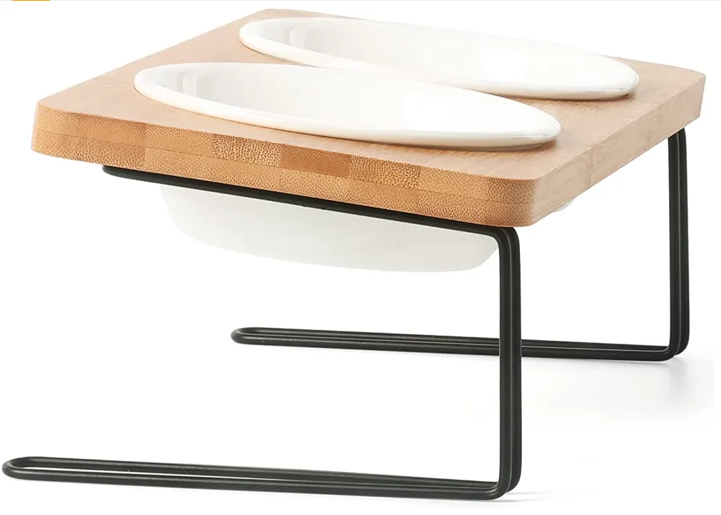 Solid Bamboo Water Stand Feeder Set