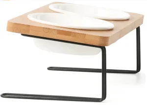 Solid Bamboo Water Stand Feeder Set