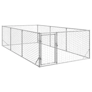 vidaXL Outdoor Dog Kennel with Door 2x4x1 m Galvanised Steel